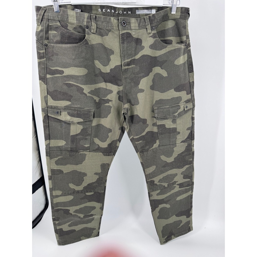 Vintage Sean John Mens Camo Cargo Pants Y2K Slim Straight‎ Stretch Mercer 42x30